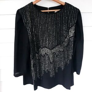 Vintage 80's Good Times Black Sparkle Blouse L/XL